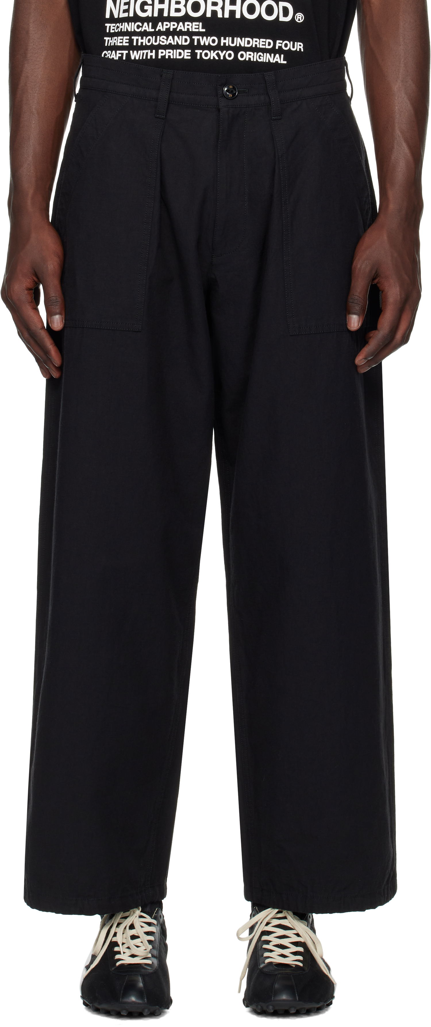 Nohavice Neighborhood Neighborhood Wide Baker Trousers Čierna | 251ZANH-PTM07, 0