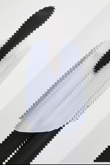 Košeľa GANNI Stripe Cotton Oversized relaxed classic collar shirt Modrá | W0826, 2