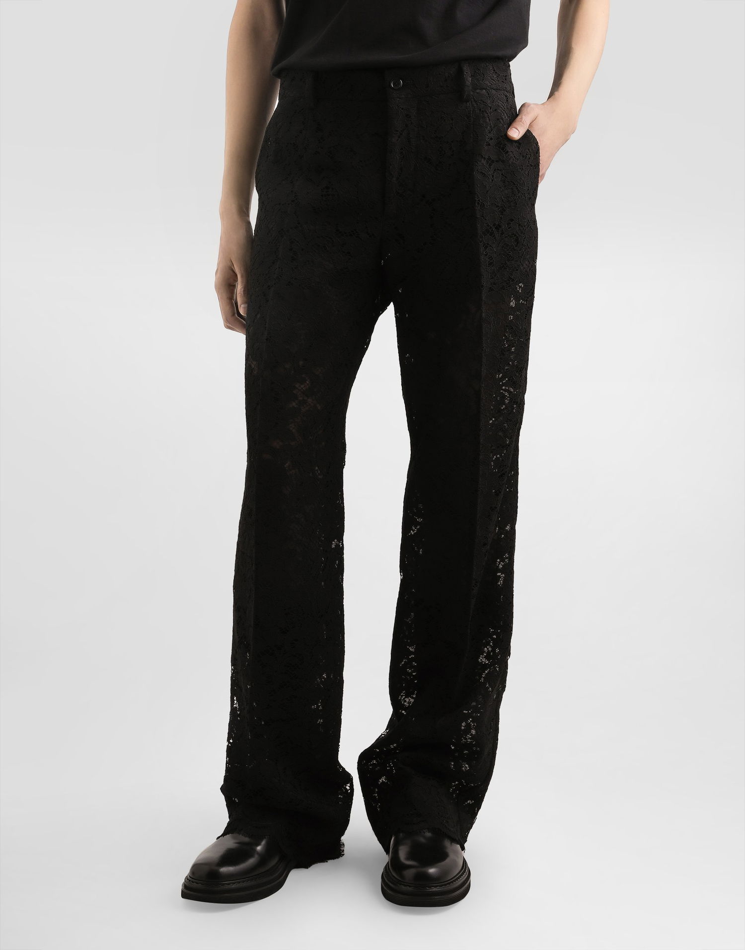 Nohavice Dolce & Gabbana Dolce & Gabbana Cordonetto Lace Trousers Čierna | GP07CTHLM5EN0000, 1