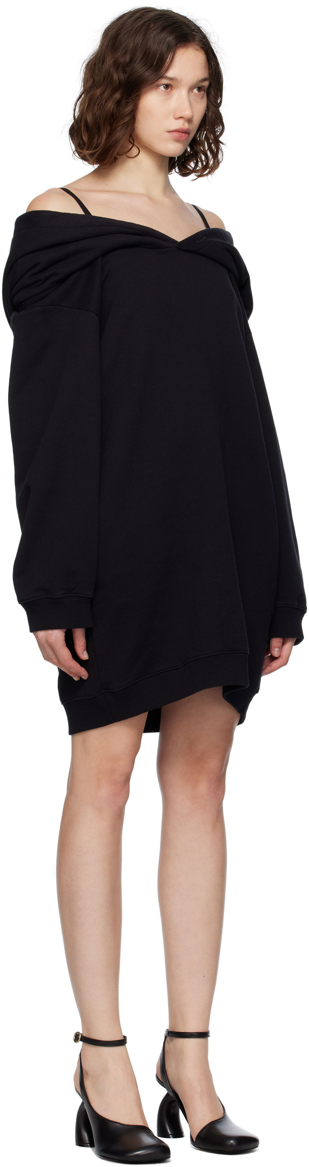 Šaty Maison Margiela MM6 Maison Margiela Off-The-Shoulder Sweatshirt Dress Čierna | S52DD0074 M25014, 1