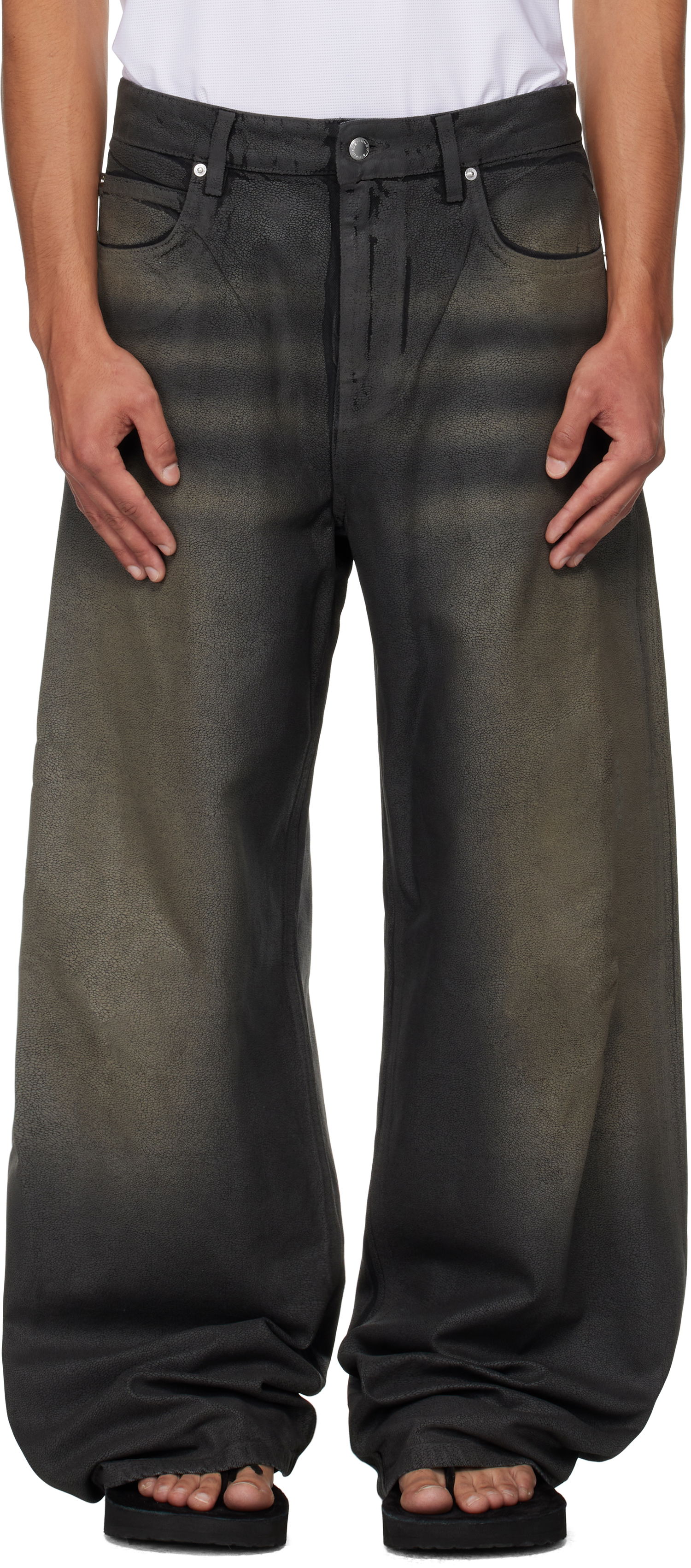 Džínsy Alexander Wang Alexander Wang Faux Leather Relaxed Fit Jeans Čierna | 6DC3254807, 0