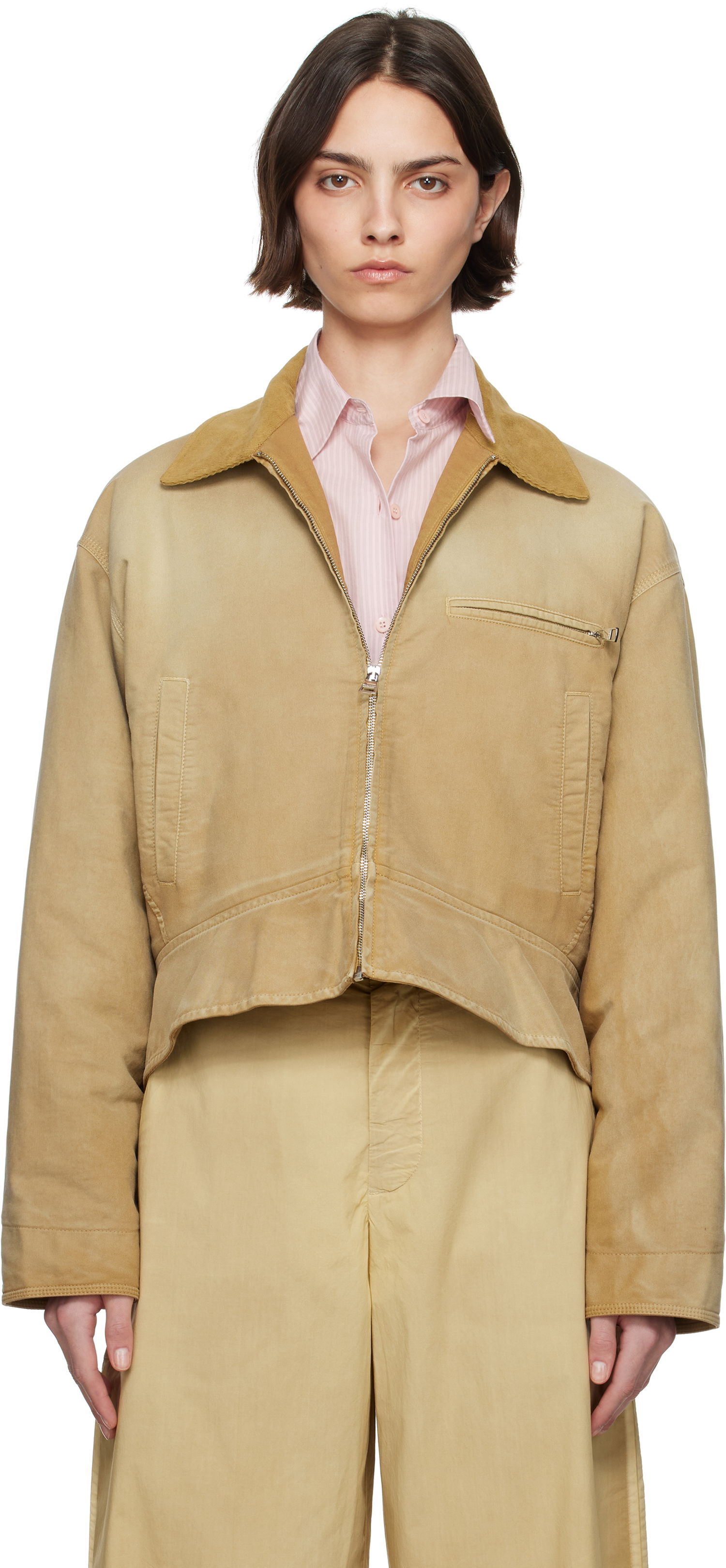 Bomber bunda JW Anderson JW Anderson Curved Hem Workwear Jacket Béžová | JK0380-PG1759, 0