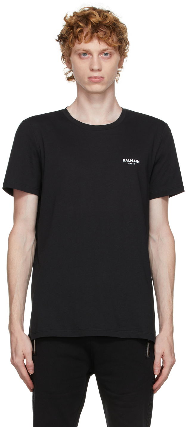 Tričko Balmain Balmain Flocked Logo T-Shirt Čierna | WH1EF000B069, 0