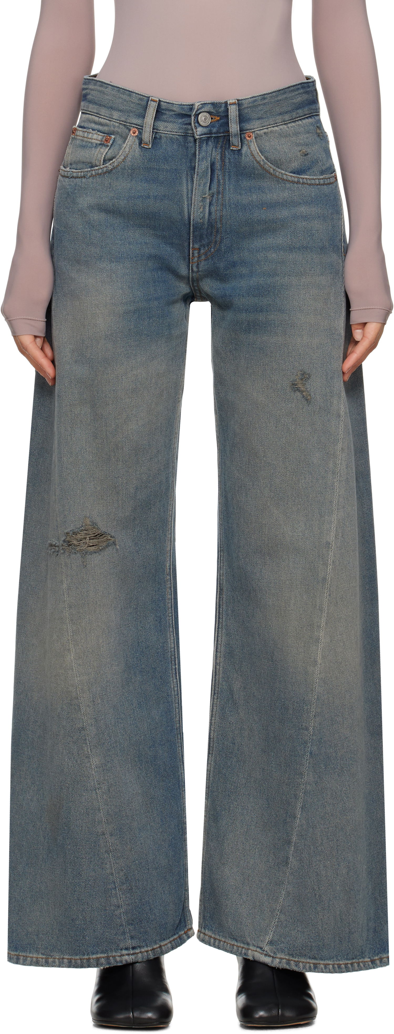 Džínsy Maison Margiela MM6 Maison Margiela Distressed Wide-Leg Jeans Modrá | S52LA0238 M30017, 0