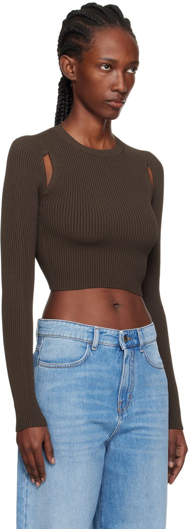 Sveter Max Mara Max Mara Ala Cutout Ribbed Knit Sweater Hnedá | 2511361173600, 1