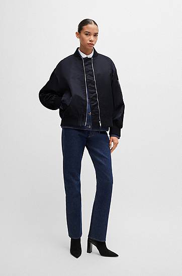 Bomber bunda BOSS Water-repellent bomber jacket with zipped sleeve pocket Navy | 50518933, 1