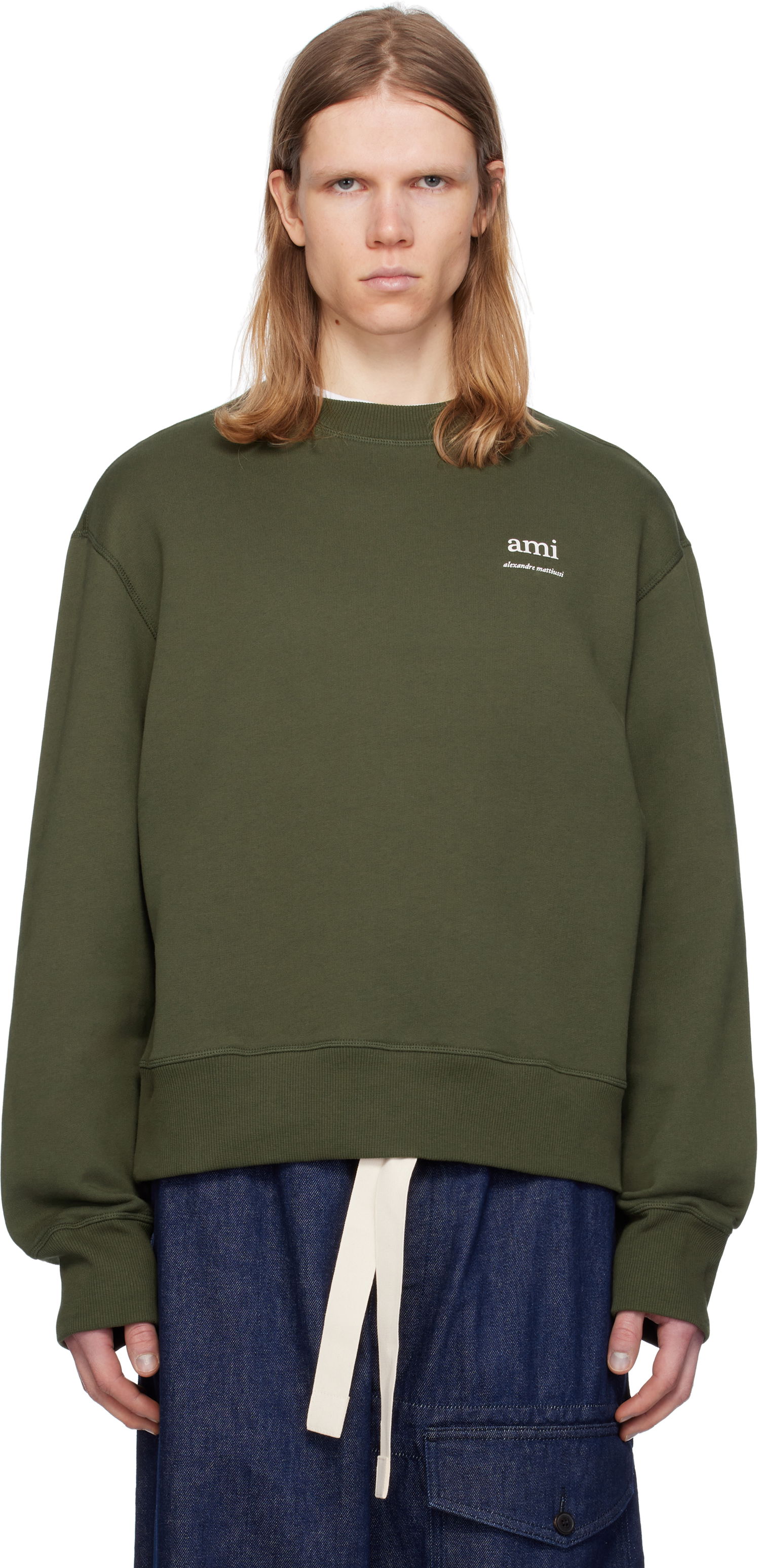 Sveter AMI AMI Paris Cotton Sweatshirt Zelené | HSW048.JE0120, 0