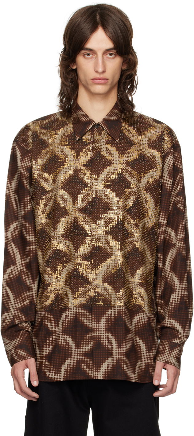 Košeľa Dries Van Noten Beaded Shirt Hnedá | 242-020745-9000