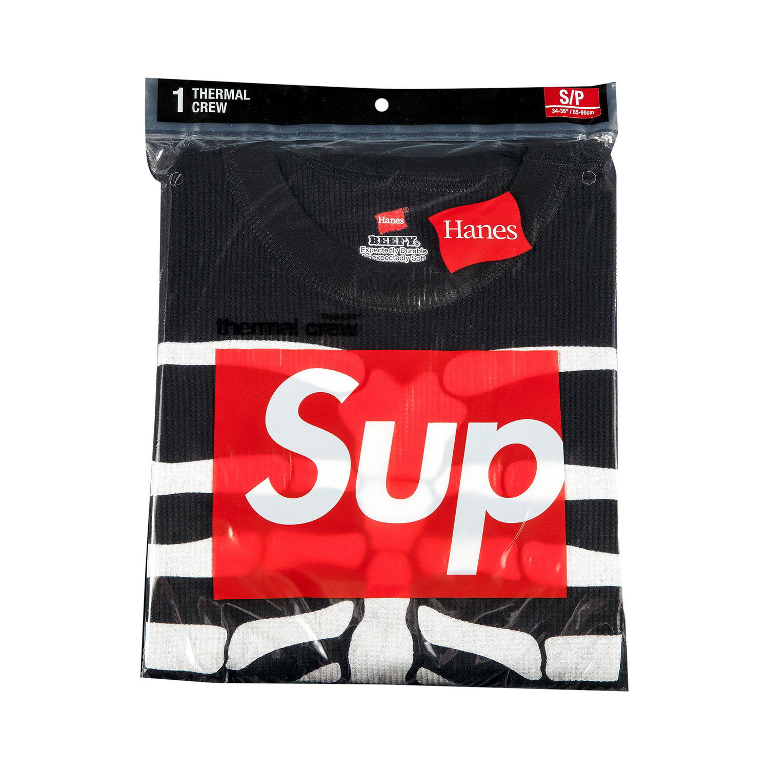 Tričko Supreme Hanes x Bones Thermal Crew (1 Pack) Čierna | FW21A22 BLACK, 1