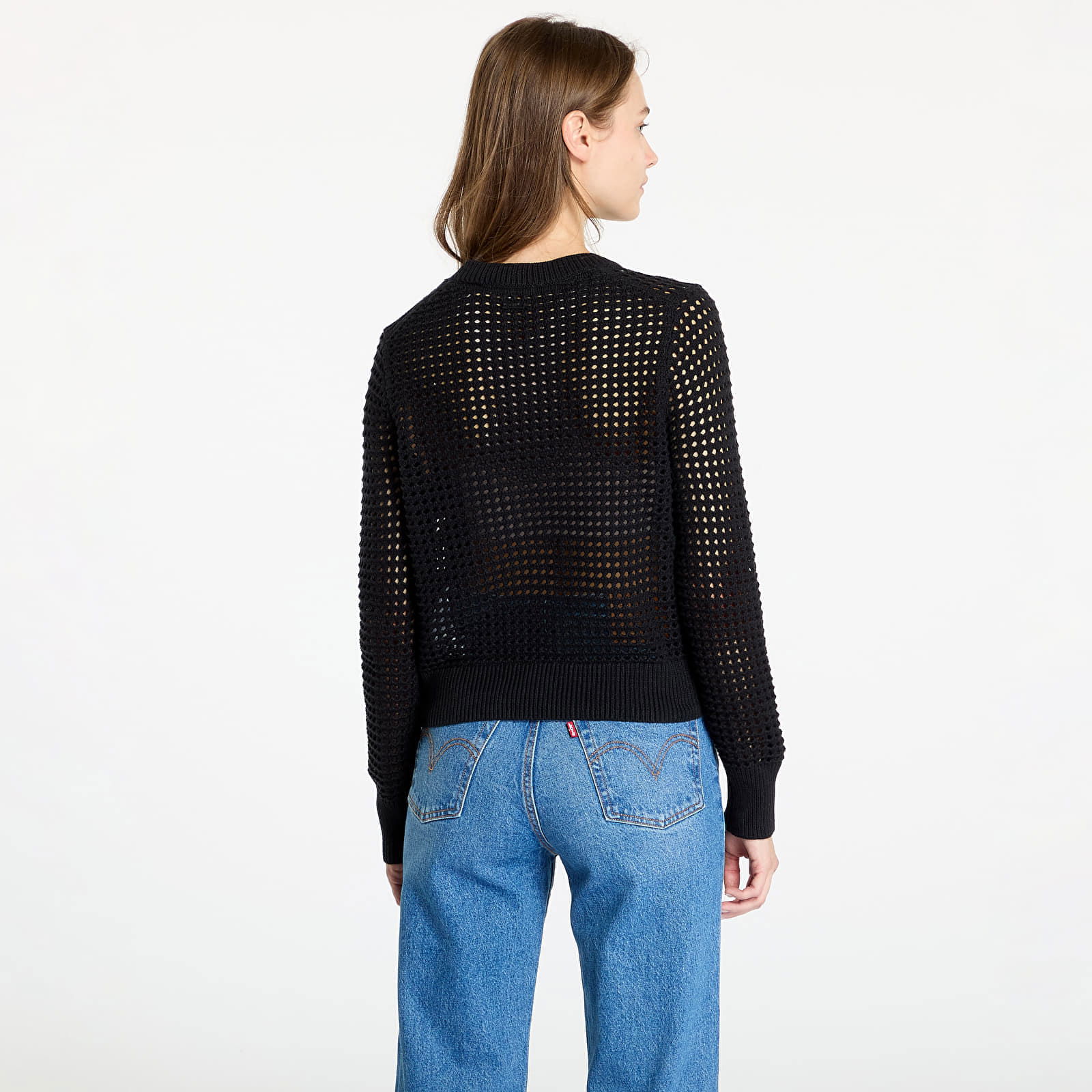 Superbloom Crochet Long Sleeve Top Black