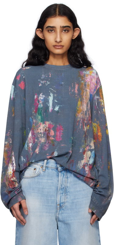 Sveter Acne Studios Acne Studios Paint Splatter Long Sleeve T-Shirt Modrá | CL0342-, 0