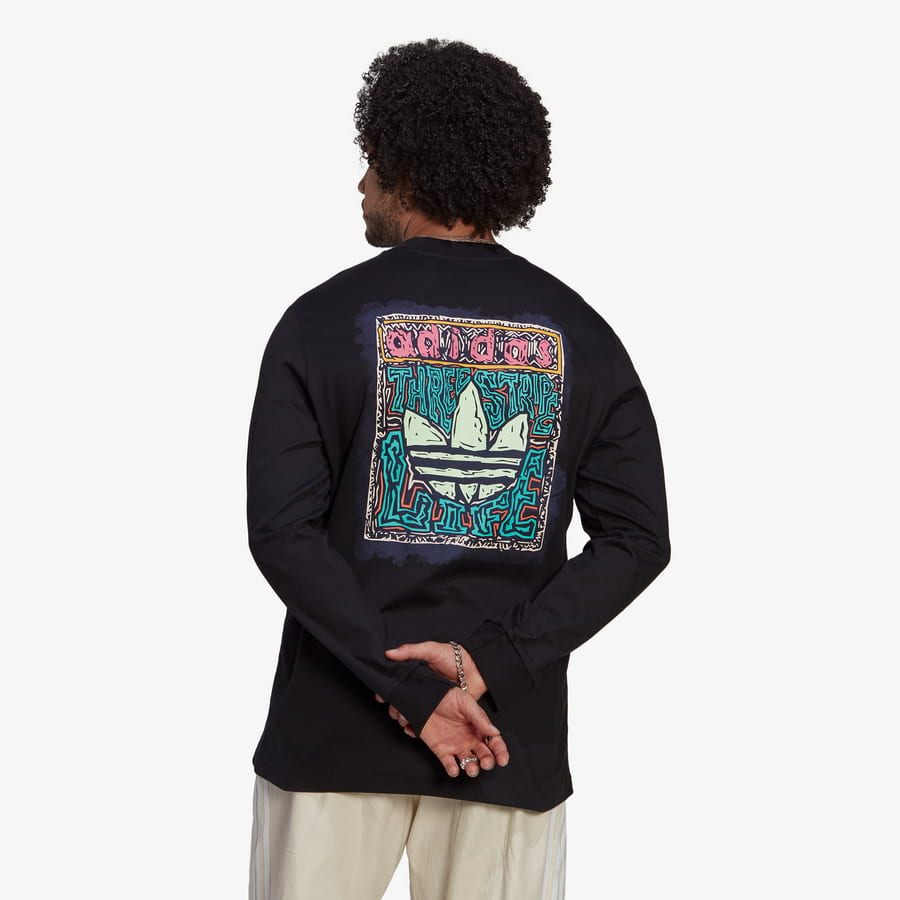 Tričko adidas Originals LS Graphic Tee Čierna | HT1660, 1