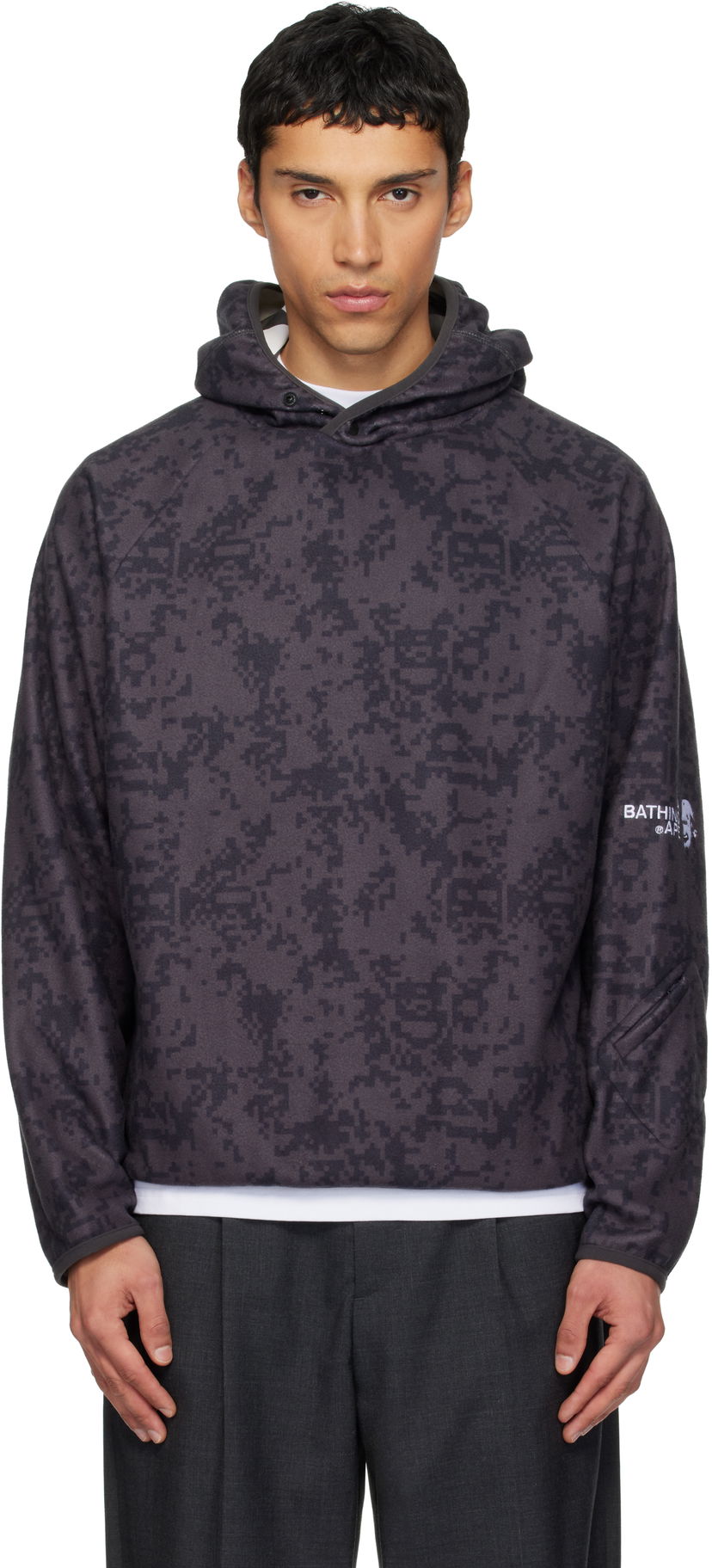 Mikina BAPE Kazuki Kuraishi Edition Pixelate Camo Shark Hoodie Šedá | 001PPL831901C