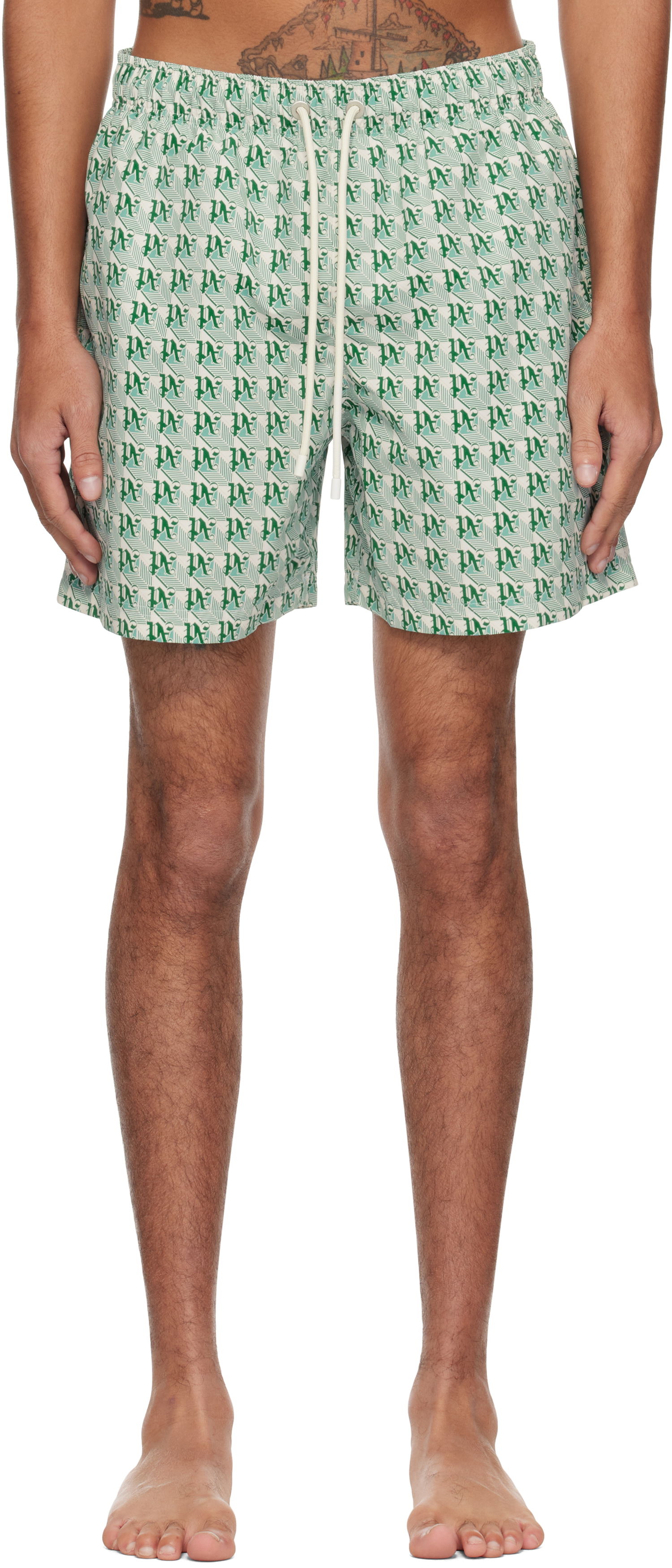 Plavky Palm Angels Palm Angels 'PA' Diamond Print Swim Shorts Zelené | PMFD012S25FAB004550B, 0
