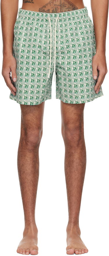 Plavky Palm Angels Palm Angels 'PA' Diamond Print Swim Shorts Zelené | PMFD012S25FAB004550B, 0