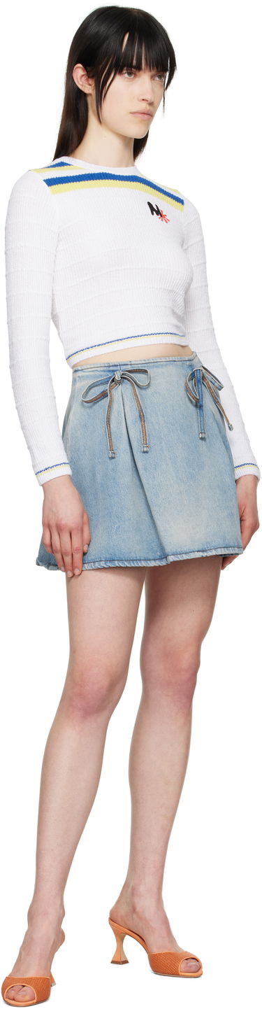 Sveter MSGM MSGM Embroidered Logo Cropped Sweater Biela | 3841MDM201 257289, 3