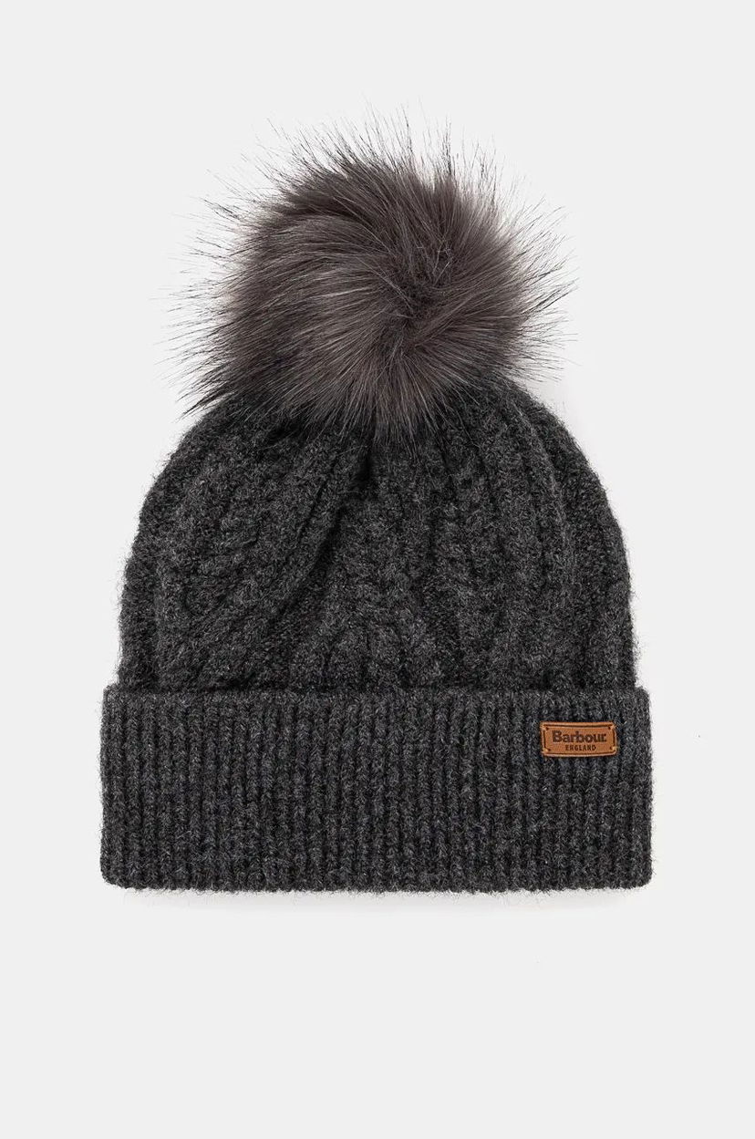 Kulicha Barbour Cable Knit Pom Beanie Šedá | LHA0555