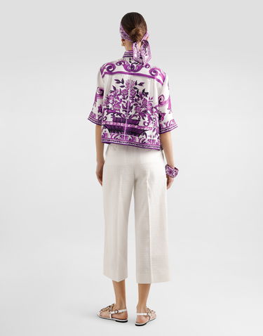 Košeľa Dolce & Gabbana Dolce & Gabbana Majolica Print Silk Blouse Fialová | F5T50THI1TKIP3TN, 2