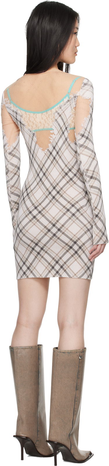 Šaty Diesel Plaid Knit Mini Dress Béžová | A17167 0GSAW, 2