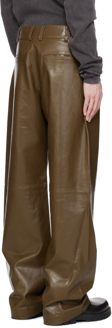 Nohavice Entire Studios Entire Studios Straight Leg Leather Pants Zelené | ESU-S25-13007-PE, 2