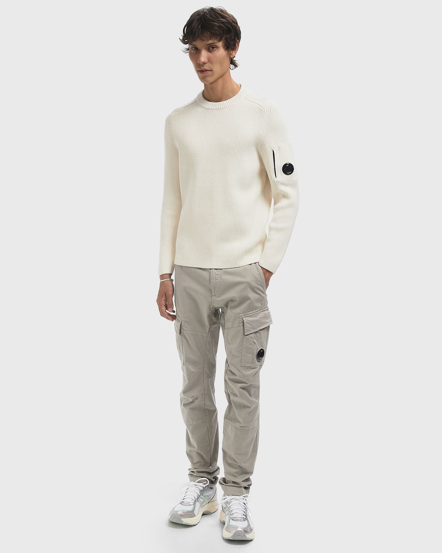 Sveter C.P. Company C.P. Company Crew Neck Knit Sweater Biela | 19CMKN015A006608A-103, 1