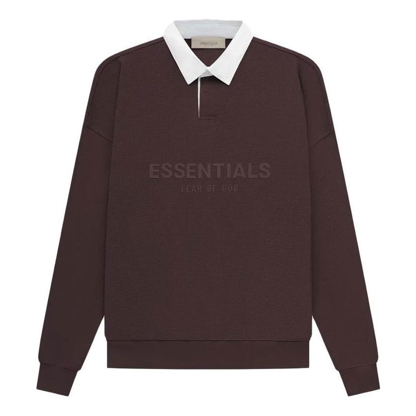 Polo tričko Fear of God Essentials Waffle Long Sleeve Polo Hnedá | FOG-SS23-054