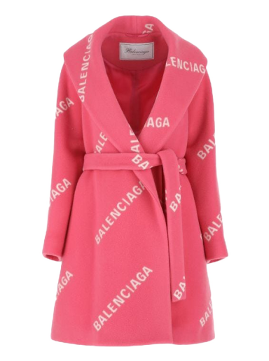Kabáty Balenciaga Printed Wool Blend Coat Ružová | BCA121SWE01601RED