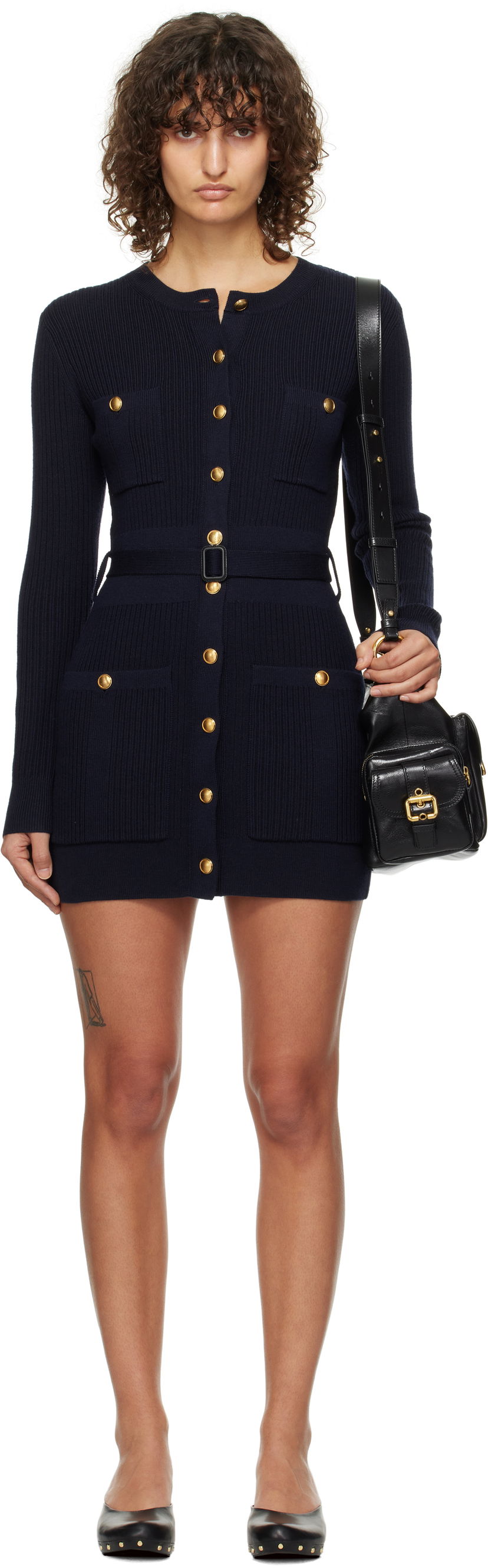 Sveter CHLOÉ Long Fitted Cardigan Navy | CH24WMC07670