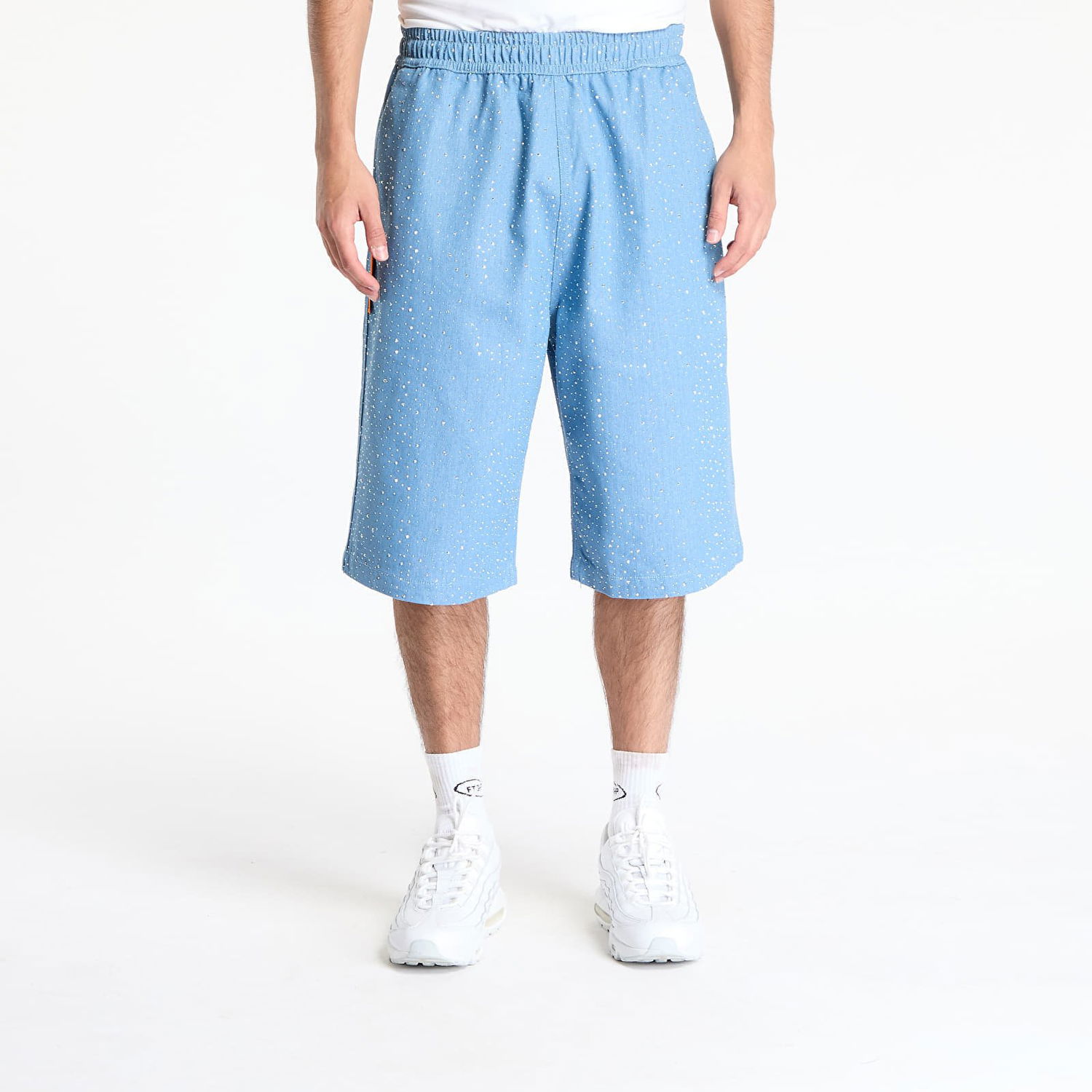 Šortky Pleasures PLEASURES Glitter Baggy Denim Shorts Modrá | P25SU034 INDIGO, 0