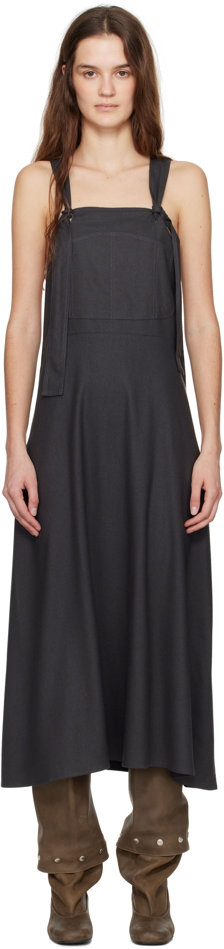 Šaty Baserange Baserange Gren Overalls Midi Dress Šedá | DRGRO-WS-SP25, 0