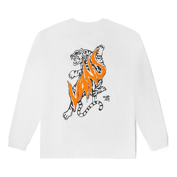 Tričko Vans Long Sleeve T-Shirt With Tiger Print Biela | VN0002BRWHT