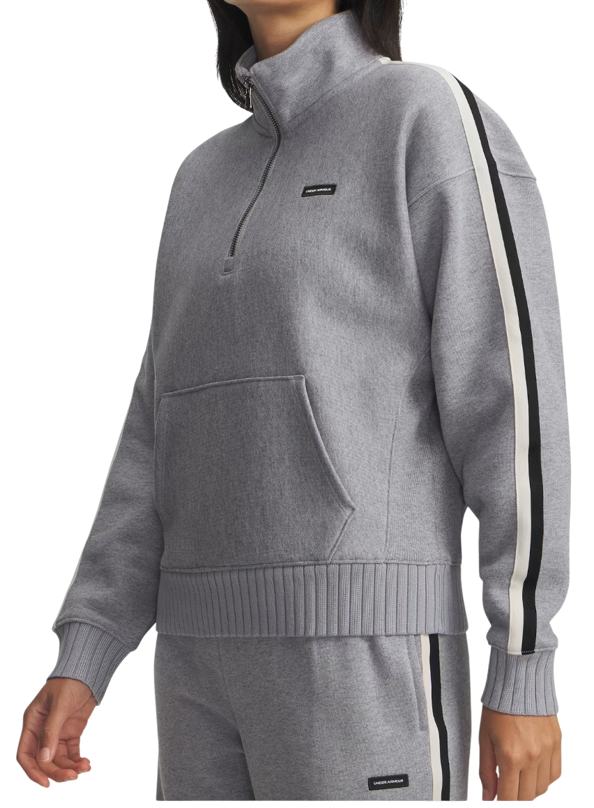 Mikina Under Armour Icon Heavyweight Fleece Quarter-Zip Pullover with Striped Sleeves Šedá | 6004850-011, 0
