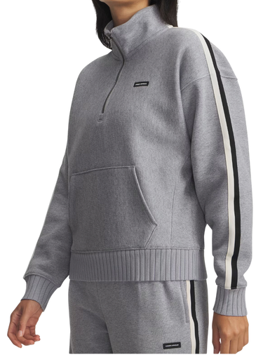 Mikina Under Armour Icon Heavyweight Fleece Quarter-Zip Pullover with Striped Sleeves Šedá | 6004850-011, 0