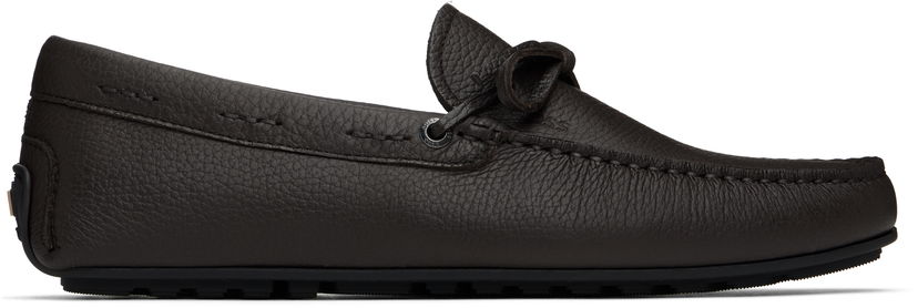 Tenisky a topánky BOSS BOSS Grained Leather Driver Sole Loafers Hnedá | 50536247