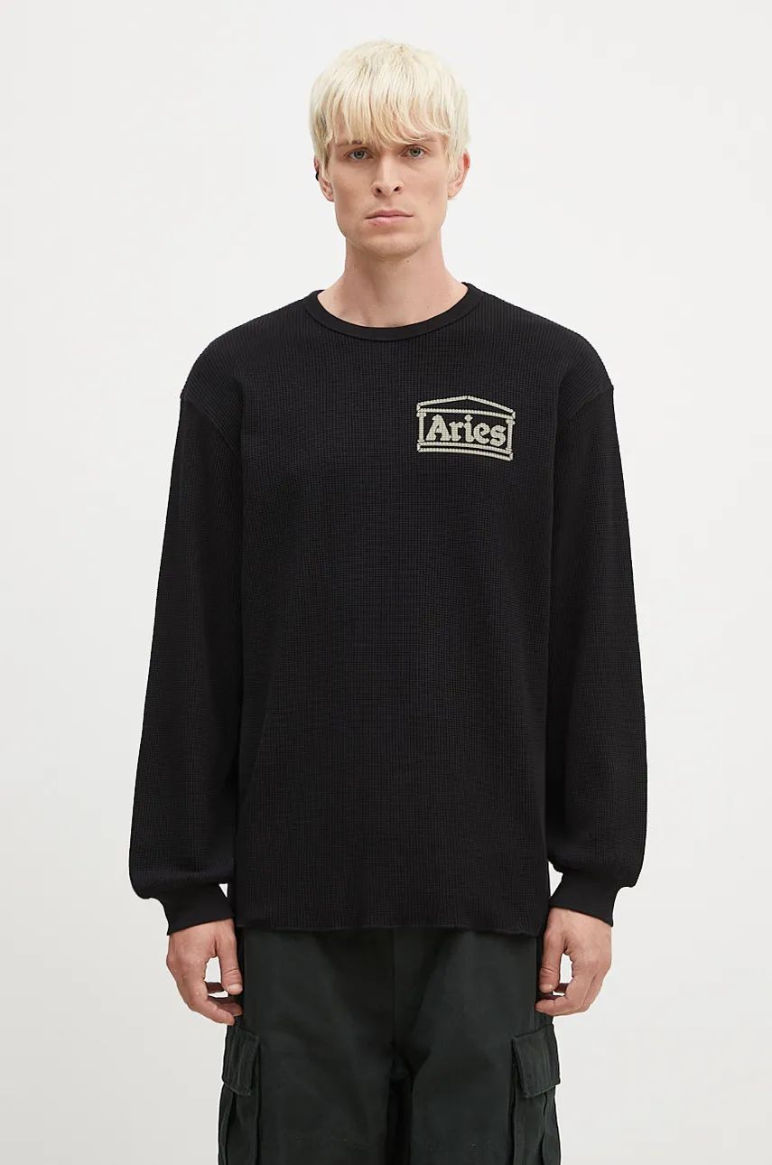 Mikina Aries Waffle Crewneck Sweatshirt Čierna | AR4066602, 0