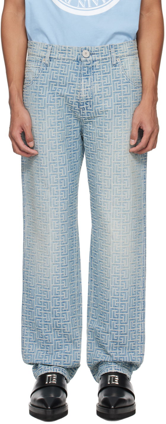 Džínsy Balmain Monogram Jeans Modrá | CH1MI040DD27, 0