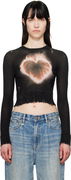 R13 Flaming Heart Cropped Sweater