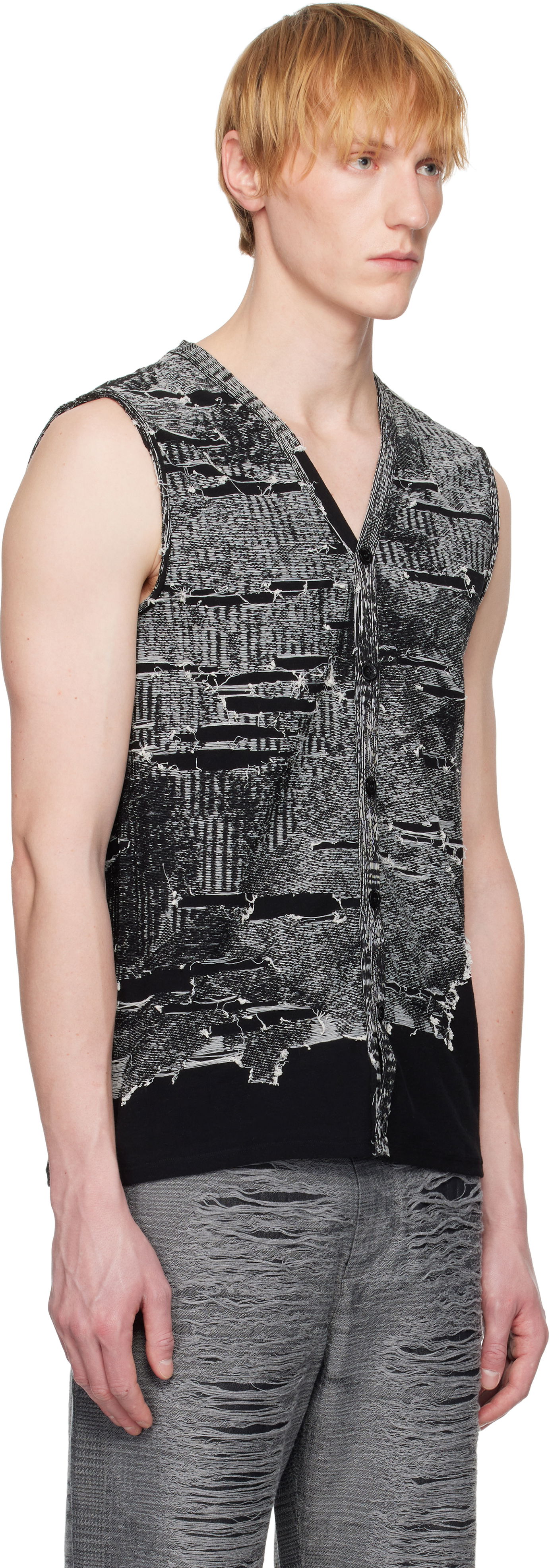 Sveter Diesel Diesel K-Callisto Distressed Knit Vest Čierna | A19222-0AFBV-900, 1