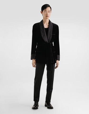 Pyžamo Dolce & Gabbana Dolce & Gabbana Smooth Velvet Robe with Polka-Dot Lapels and Braided Trim Čierna | G2VG0TFUVG7N0000, 1