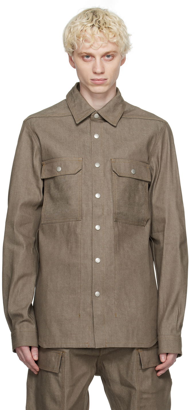 Košeľa Rick Owens DRKSHDW Spread Collar Denim Shirt Zelené | DL02C3795 DJP, 0