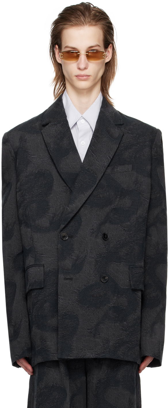 Bunda Feng Chen Wang Feng Chen Wang Dragon Denim Blazer Čierna | FUS17JK12, 0