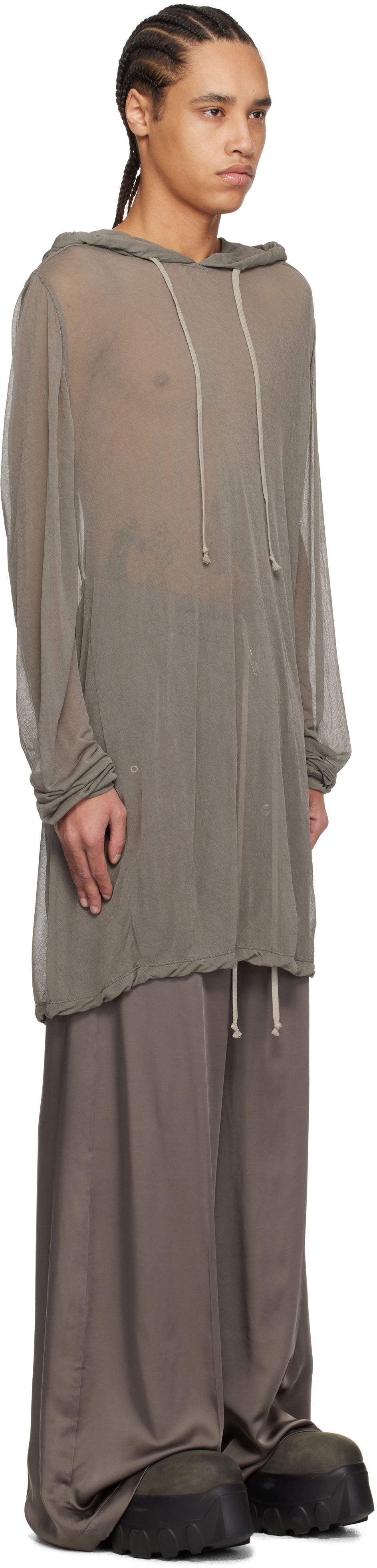 Sveter Rick Owens Rick Owens Hollywood Viscose Crepe Jersey Hoodie Šedá | RR01E5285 JCR, 1