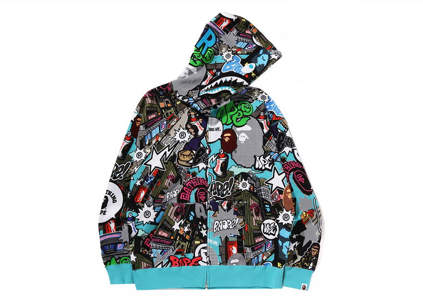 Mikina BAPE BAPE Comic Art Shark Zip Hoodie Multicolor Rôznofarebný | 1K30-115-309
