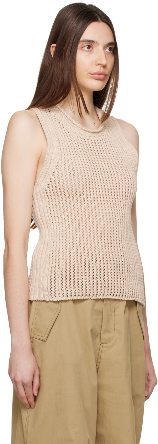 Tielko Dion Lee Sleeveless Grid Knit Top Béžová | C7167R23, 1
