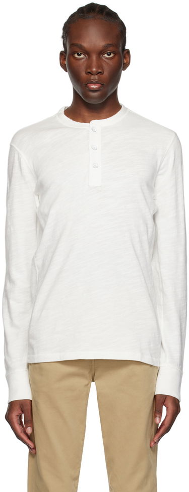 Tričko rag & bone Rag & Bone Long Sleeve Henley Shirt Biela | M000T656G, 0
