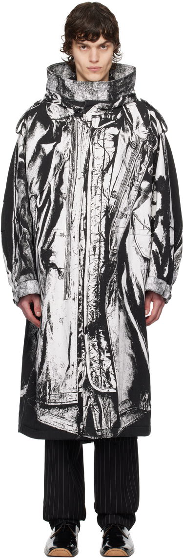 Pláštenka Jean Paul Gaultier Jean Paul Gaultier Trompe-L'œil Print Hooded Coat Čierna | 25/33-F-MA032I-C570-0001, 0