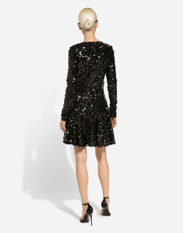 Šaty Dolce & Gabbana Sequined Long-Sleeved Party Dress Čierna | F6DHCTFLSA8N0000, 2