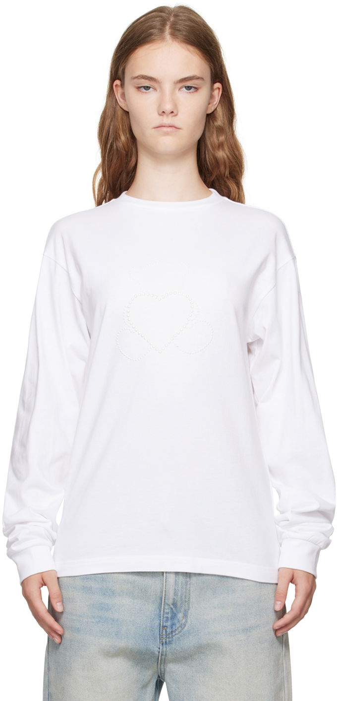Tričko We11done Pearl Bear Long Sleeve T-Shirt Biela | WD-TT2-24-781-U-WH, 0