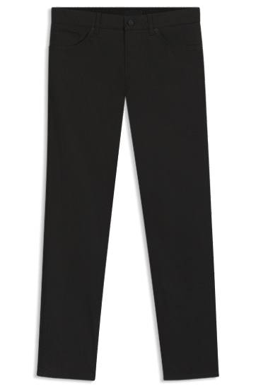 Nohavice BOSS Regular-Fit Cotton-Blend Satin Trousers Čierna | 50543955, 0
