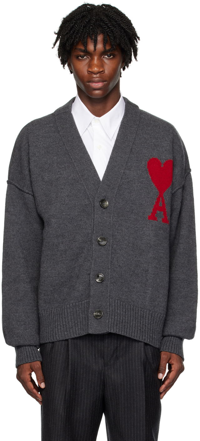 Sveter AMI Cardigan Šedá | BFUKC006.018, 0